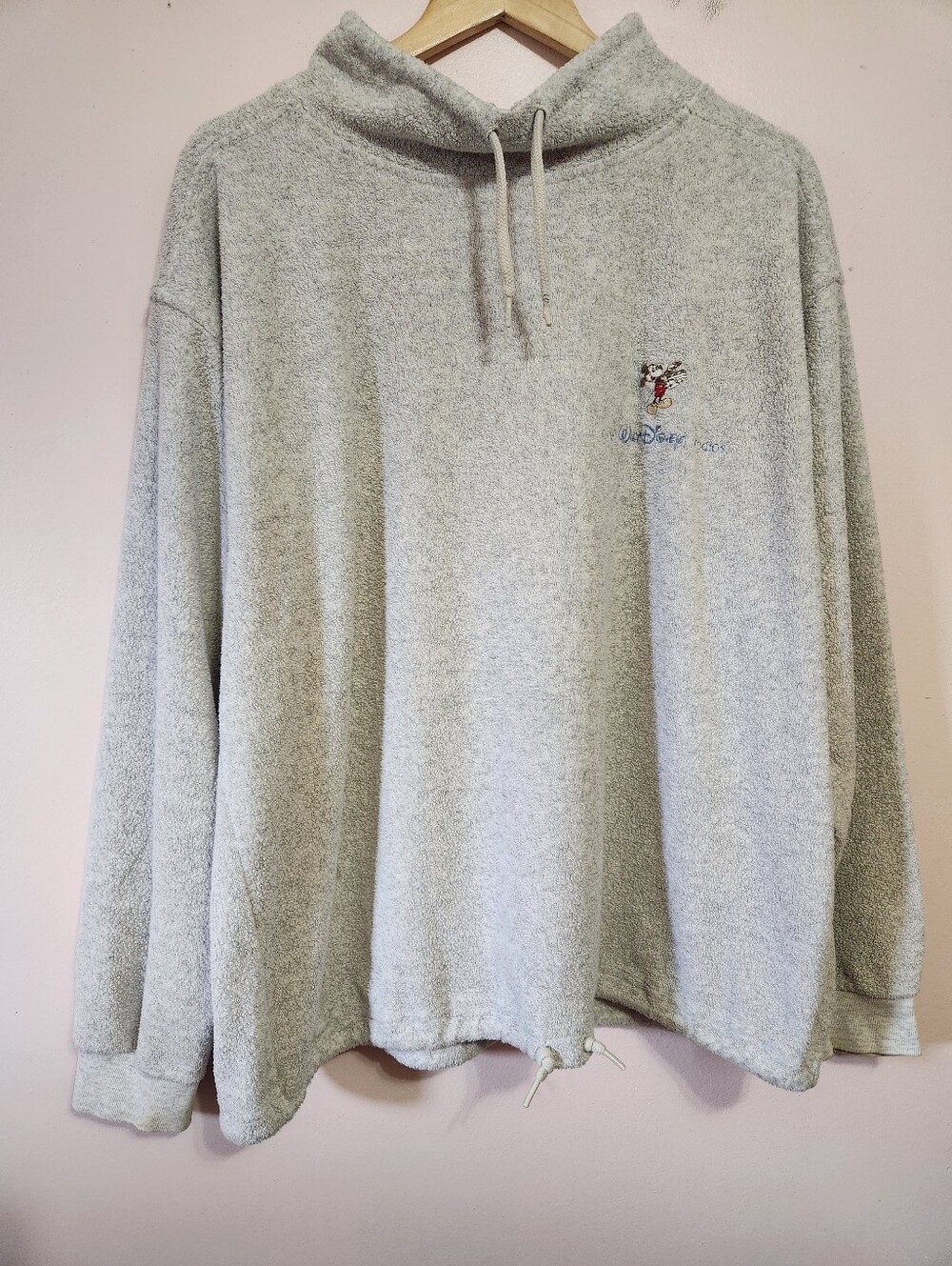 VTG 90s Mickey Inc Walt Disney Studios Fleece Funnel Neck Pullover Sweatshirt L
